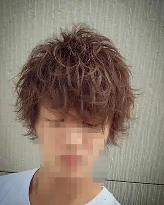 ショート パーマ メンズ ベージュグレージュ 💕しゅーじ💕のヘアスタイル