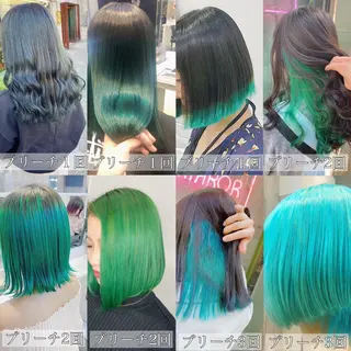 ミディアム カラー メンズ JuNブリーチに 縮毛矯正するプロのヘアスタイル