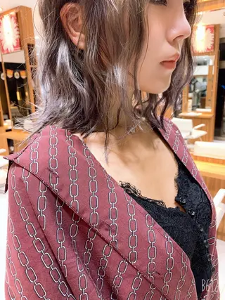 ミディアム カラー 白髪ぼかしハイライト 柳川拓哉のヘアスタイル