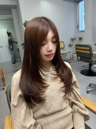 ロング カラー ヘアアレンジ 暖色系/透明感 治野心のヘアスタイル