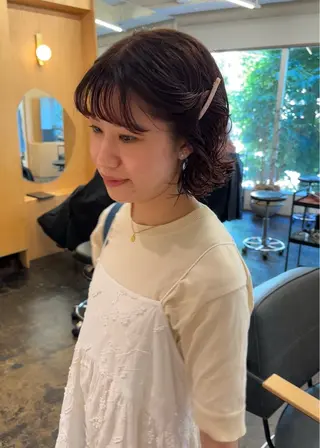 ショート カラー パーマ 西山 紗耶香🪽 透明感カラー/ボブのヘアスタイル