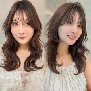 セミロング カラー 韓国ヘア🇰🇷／艶 カラー🫧/木村和生のヘアスタイル