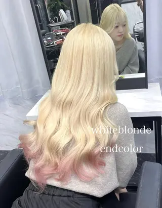 ロング カラー エクステ🩵ブリーチ 韓国ヘア🩵KAEのヘアスタイル