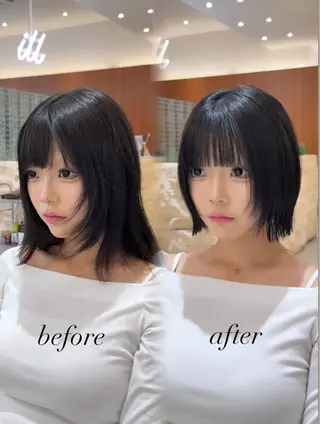 ミディアム パーマ 田中航平/渋谷ボブ/ レイヤーボブのヘアスタイル