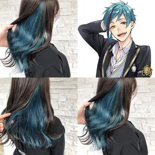 セミロング カラー 推しカラー✨ オタク美容師ユウカのヘアスタイル