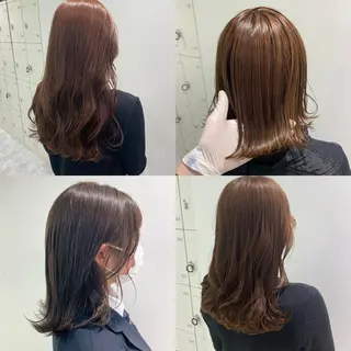 ミディアム カラー パーマ ヘアアレンジ ネイル マツエク・マツパ 韓国風ベージュ🤎 赤みなし🌿横浜🤎のヘアスタイル
