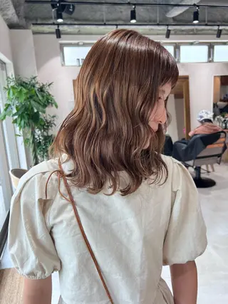 ミディアム カラー パーマ 🌟小顔カット🌟 レイヤーカットボブのヘアスタイル