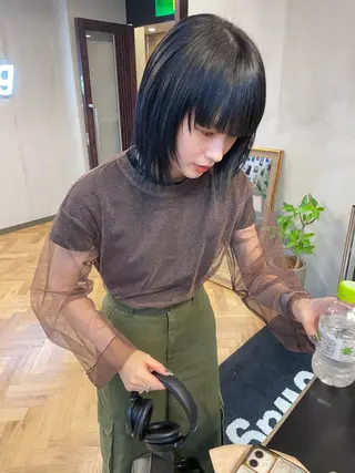 ミディアム カラー パーマ ヘアアレンジ メンズ キッズ ネイル マツエク・マツパ アイブロウ tatsumi/ボブ ウルフ/レイヤーのヘアスタイル