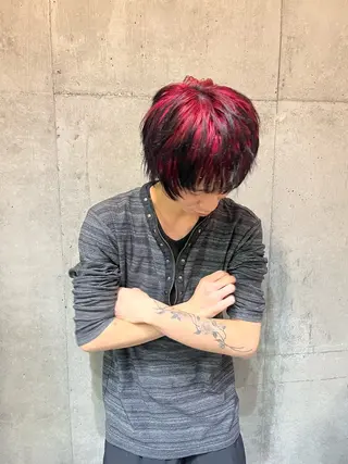 ショート カラー メンズ 無料カット/ハイ トーンカラー/きらのヘアスタイル