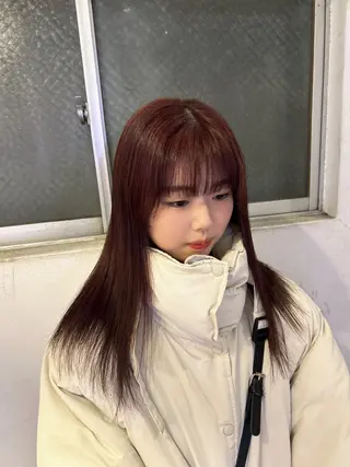 セミロング カラー 愛結 暖色カラー🎀🩰のヘアスタイル