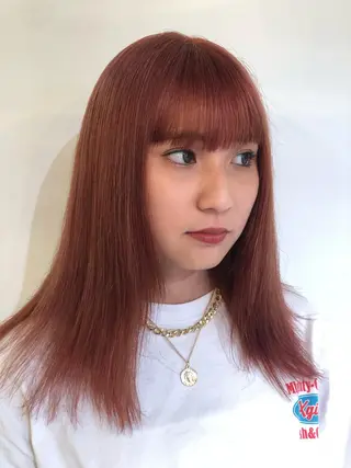 カラー ブリーチカラー🎀 韓国風/寺門美優のヘアスタイル