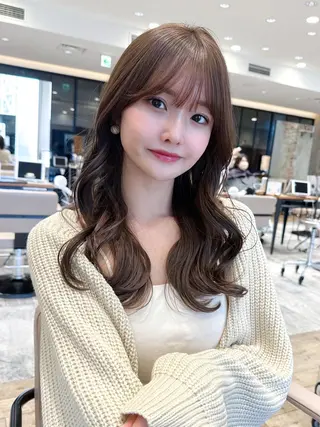 セミロング カラー 顔周り/くびれヘア 韓国ヘア💕風間るなのヘアスタイル