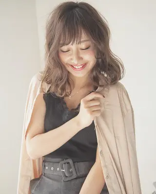 ミディアム 店長/mao/ 前髪/顔周りカットのヘアスタイル