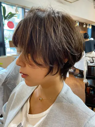 ショート カラー パーマ スローエイジング/ ダメージレス鈴木慎一のヘアスタイル