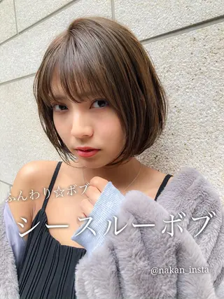 ショート カラー 顔周りレイヤー/ボブ 銀座✨中野まさひろのヘアスタイル
