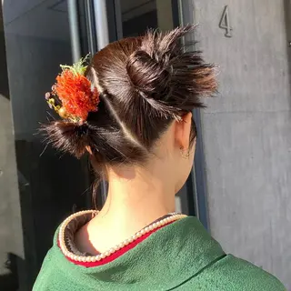 ミディアム ヘアアレンジ Yahiko ハイトーンのヘアスタイル