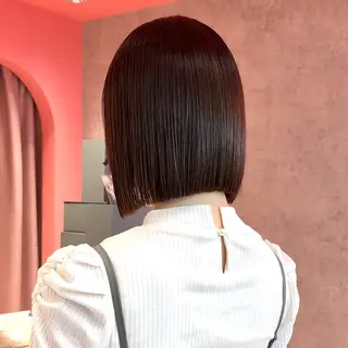 ミディアム カラー 山崎/ボブ縮毛矯正 レイヤー髪質改善のヘアスタイル