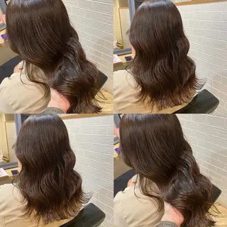 セミロング カラー 艶カラー/韓国顔周り 🎀mamiのヘアスタイル