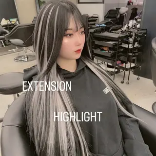 ロング カラー エクステ🩵ブリーチ 韓国ヘア🩵KAEのヘアスタイル
