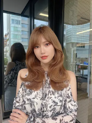 セミロング カラー 韓国ヘア♡ 顔まわりカットayaのヘアスタイル