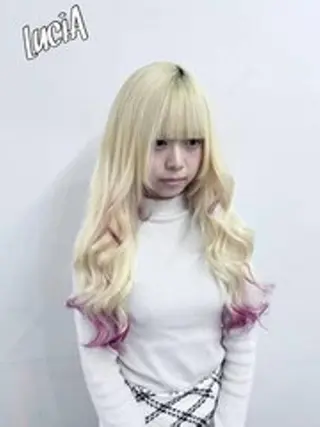 ロング ヘアアレンジ カラー LuciAエクステ カラー3000セラのヘアスタイル