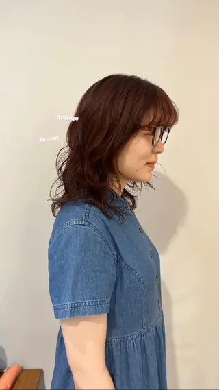 ミディアム カラー パーマ 暖色カラー/レイヤー 🌙 オノユリカのヘアスタイル