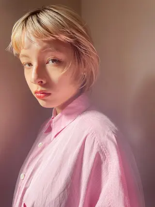 ショート カラー ヘアアレンジ 丸山渉/パーマ エフェクトブリーチのヘアスタイル