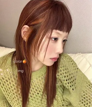 カラー rinka／暖色 ブリーチのヘアスタイル