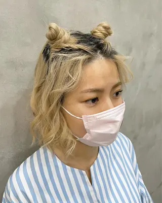 ショート ヘアアレンジ 【ピンク/韓国ヘア/ ヘアセット】亜海のヘアスタイル