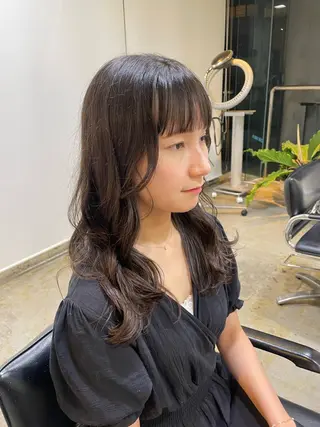 ミディアム カラー RIN／韓国ヘア レイヤーカットのヘアスタイル