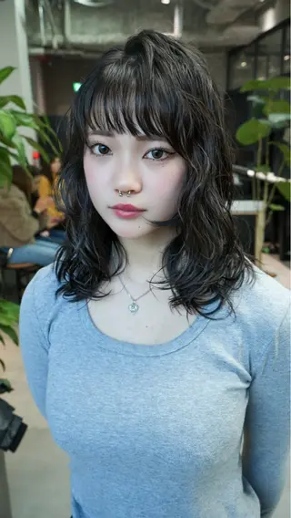ミディアム パーマ 小田 晃瑛のヘアスタイル