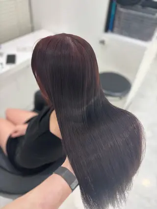 ロング カラー ブリーチなし透明感 ×縮毛矯正🤍ユウのヘアスタイル