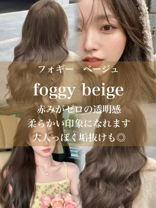 ミディアム カラー 木屋元一/透明感 /前髪/韓国ヘアのヘアスタイル