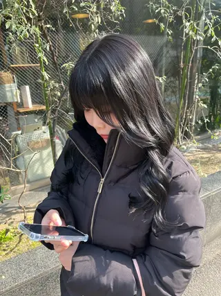 ロング カラー えんぐちとも／透明感 カラー／博多ボブのヘアスタイル