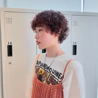 ショート パーマ ボブ/ベージュ/ パーマ🪿近森ゆいのヘアスタイル