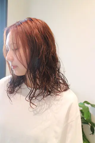 セミロング パーマ カーリーパーマ/ 透明ｶﾗｰ/MIKUのヘアスタイル