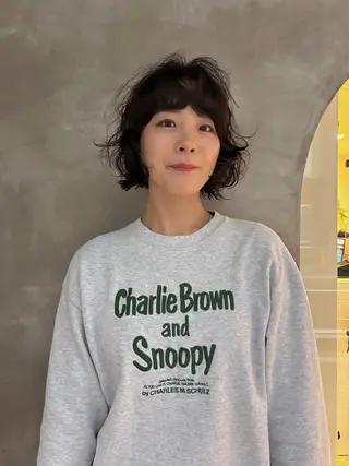 ショート カラー パーマ デザインカット/ パーマ/nanaのヘアスタイル