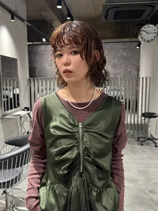 ショート パーマ ofF élua所属・もりしま あやかのヘアスタイル