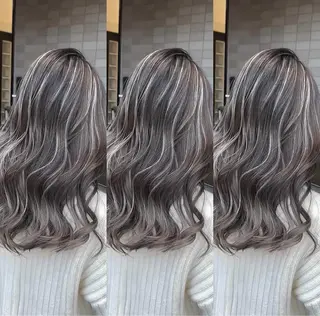 ロング カラー 表参道/ハイライト バレイヤージュのヘアスタイル