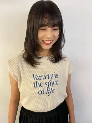 ミディアム カラー 森貴裕/ベージュ/ パーマ/オリーブのヘアスタイル