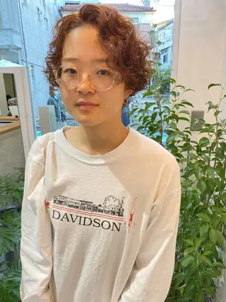 ショート カラー パーマ 森貴裕/ベージュ/ パーマ/オリーブのヘアスタイル