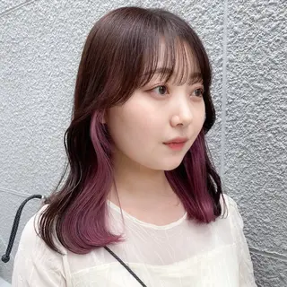 セミロング カラー ヘアアレンジ 💗💗韓国レイヤー yu-ki💗💗のヘアスタイル