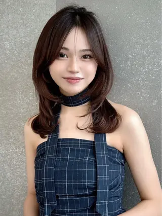 ミディアム rina韓国ヘア 透明感カラーのヘアスタイル