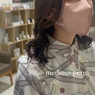 ミディアム パーマ ぷつっとボブ/ 似合わせ🥀原ちひろのヘアスタイル