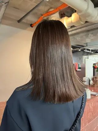 ミディアム カラー ワンカラー/スガヌマ モカのヘアスタイル