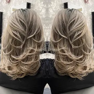 ミディアム カラー ヘアアレンジ アンドウ ユウ/ レイヤーカット/韓国のヘアスタイル