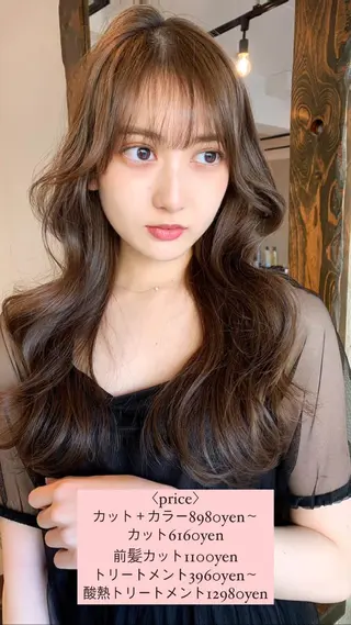 ロング カラー 透明感/オリーブ/ グレージュ/YUKAのヘアスタイル