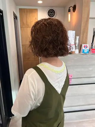 ミディアム カラー パーマ ミディアムパーマ /癖毛パーマのヘアスタイル