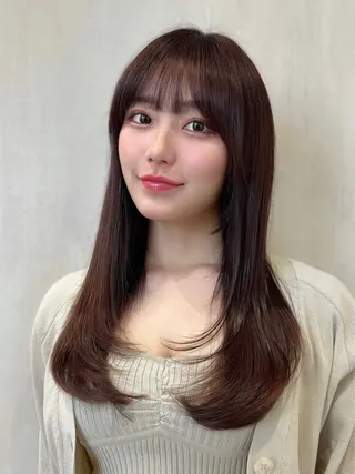 ロング カラー 新宿✨顔周りカット 韓国ヘア/坂本亜裟海のヘアスタイル