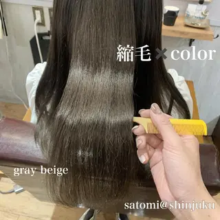 セミロング 淡色ふんわりhair 新宿satomiのヘアスタイル